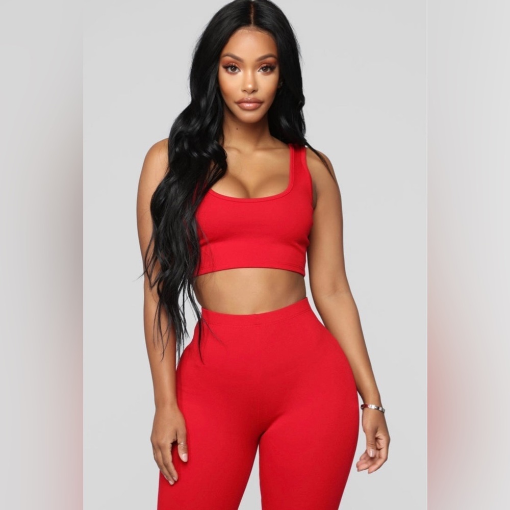 Fashion Nova Red 2pc Bra & Biker Short Set